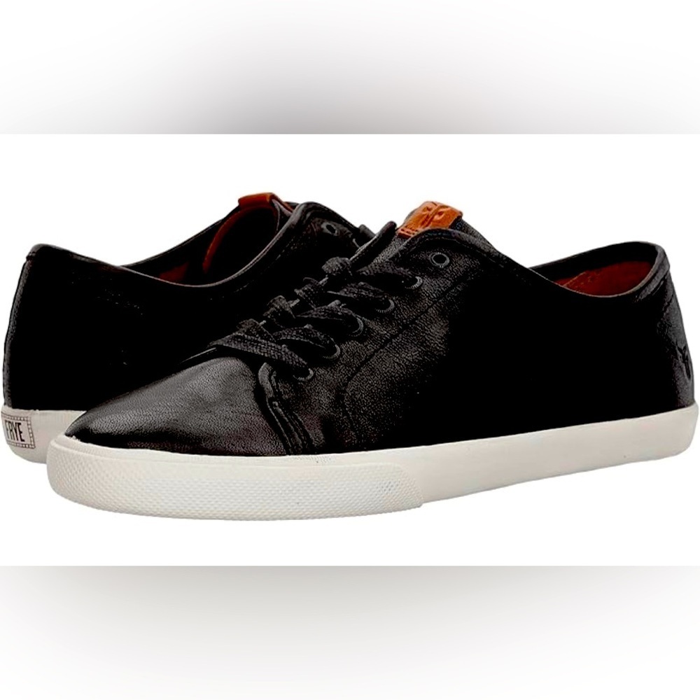 Frye Black Leather Sneakers with White Soles